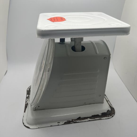 Vintage White Metal American Family Kitchen Scale 25 Lb. Retro Cottage Farmhouse - Picture 2 of 5